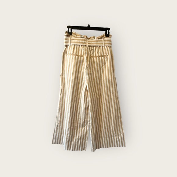New Who What Wear Paperbag Waist Pinstripe Wide Leg Crop Pants Small - Picture 3 of 4